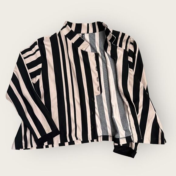 ITEMZ Chris Baumgartner Striped Lagenlook Cotton Light Jacket OS USA Made - Picture 2 of 5